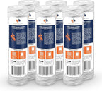 Aquaboon Whole House 5 Micron 10 x 2.5 String Wound Sediment Water Filter Cartridge Replacement Compatible with Well Water Filter WHKF-WHSW, 6-Pack