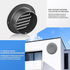 4inch 304 Stainless Steel Air Vents, Louvered Grille Cover Vent Hood Flat Ducting Ventilation Air Vent Wall Air Outlet with Fly Screen Mesh for House (4 inch Black Paint Cover （100mm）)