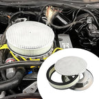14 x 3 Inch Round Polished Air Cleaner Kit Fully Finned Top with Flat Style Base Compatible with Chevy Ford GM