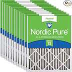 Nordic Pure 20x20x2 (Actual Size: 19 1/2 x 19 1/2 x 1 3/4) Pleated MERV 13 Air Filters 12 Pack