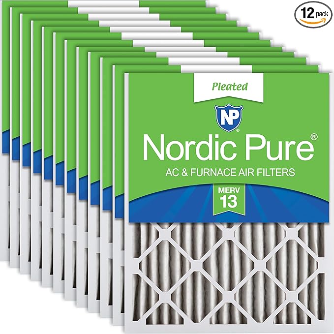 Nordic Pure 16x20x2 (Actual Size: 15 1/2 x 19 1/2 x 1 3/4) Pleated MERV 13 Air Filters 12 Pack