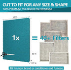 Reusable Air Filter 20x30, High Air Flow Cut to Fit Furnace Filters, MERV 6 Replacement Filter for HVAC, RV, Washable Replacement Air Conditioner Filters, 24 PCs Hooks(Actual 20x30x0.7 in.)