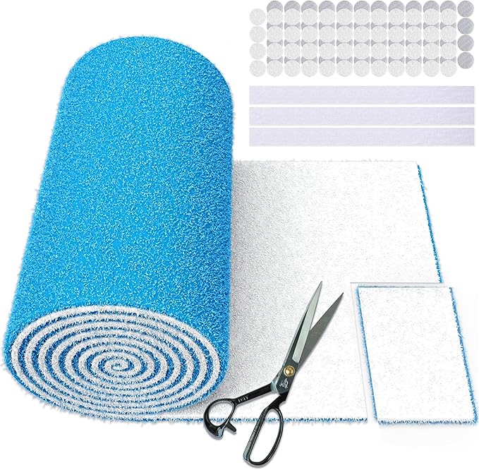 UBeesize Air Vent Filters, 12" x 90" Cut to Size Air Filter Material (35+ Filters), MERV 8 Triple Vent Filter Kit for Home Floor, Grilles, Ceiling, HVAC Furnace Vent, With 48PCs Adhesive Hook Tape
