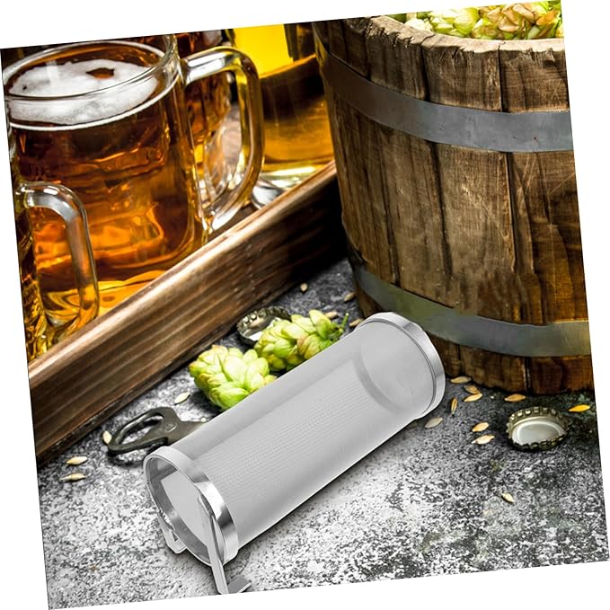 Stainless Steel Grain Brewing Filter Mesh Cylinder Portable Strainer for Homebrew Beer and Wine Brewing Brewing Tool for Filtration