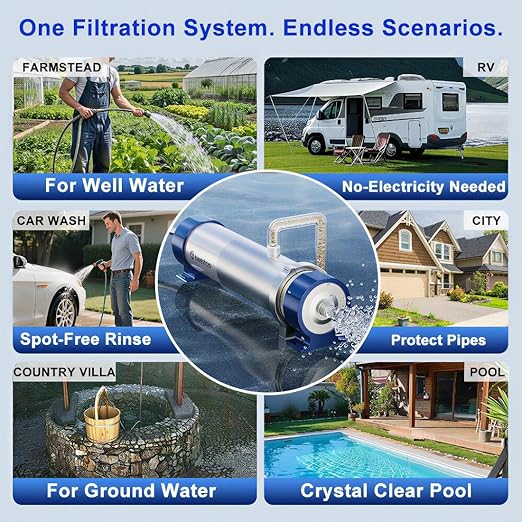 0.01 Micron Whole House Water Filter System, Ultrafiltration Water Filtration System with 3-5 Year Lifespan for Well & City Water (8.81GPM / 52,834 GL) - UF4