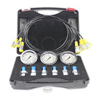SINOCMP Hydraulic Pressure Test Kit with 3 Gauges 10/25/40 Mpa, 3 Long Hoses 6 Couplings Diagnosis Gauge Tester Set for Excavator Construction Engineering Machinery Equipment