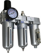 3 STAGE, HEAVY DUTY INDUSTRIAL GRADE FILTER REGULATOR COALESCING DESICCANT DRYER SYSTEM FOR COMPRESSED AIR LINES, METAL BOWLS, GREAT FOR PAINT SPRAY AND PLASMA CUTTER (1/2" NPT, MANUAL DRAIN)