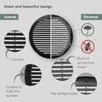 Vent Systems 8" Inch (Opening Dimensions) - Pack of 5 - Black Soffit Vent Cover - Plastic Round Air Vent Grille - Built-in Mesh Screen - HVAC Register Louver for Bathroom, Home, Kitchen
