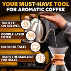 Stainless Steel Pour Over Coffee Filter Compatible with Hario V60 and Chemex Coffee Filter - Reusable 1-2 Cup Paperless Coffee Maker - Easy to Clean Fine Mesh for Smooth Extraction and Rich Flavor