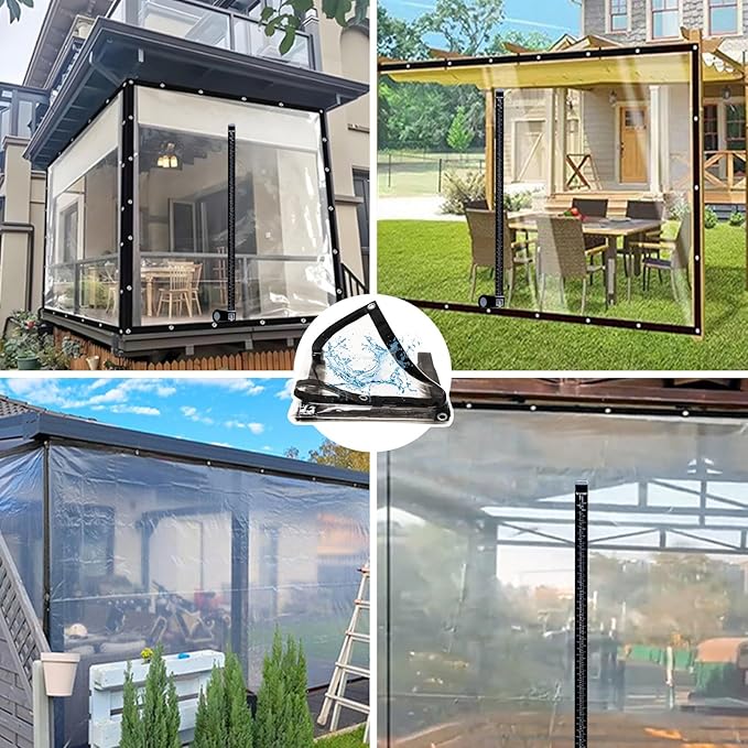 Curtain Patio Enclosure, Water Proof PVC Curtains for Gazebos with Zip, Transparent Outdoor Tarps for Patio Enclosure, Camping, Porch(3.5x2.5m)