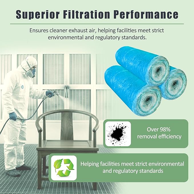 Fiberglass Paint Booth Filter Roll for Spray Booth 18-Gram Blue 200ft (36" x 200ft)