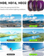 4-Pack Hybrid ND/CPL Filter Set for Insta360 Ace Pro2, ND8-PL ND16-PL ND32-PL ND64-PL 2-in-1 Combo, Solves Glare and Overexposure in One Filter, Professional Film-Making