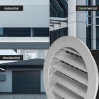 Repa Market 8" Gray Vent Cover - Aluminum - Industrial Round Air Louver - Metal Soffit Vent with Screen - Mesh - Round Grille for House Or Garage Wall- (8" Inch, Gray)