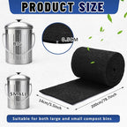 Square Compost Bin Charcoal Filters 78.7 x 5.5 Inch, Activated Carbon Filter Sheet Thickening Trimmable for Compost Bucket Compost Pail Countertop Recycle Bin