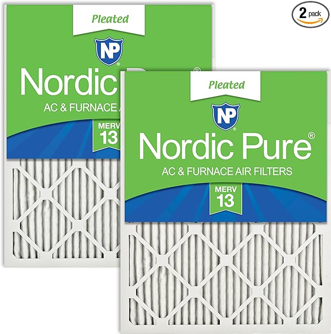 Nordic Pure 18x24x1 (Actual Size: 17 1/2 x 23 1/2 x 3/4) Pleated MERV 13 Air Filters 2 Pack