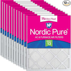 Nordic Pure 12x20x1 (Actual Size: 11 1/2 x 19 1/2 x 3/4) Tru Mini Pleat MERV 13 AC Furnace Air Filters – 2.5X More Media for Longer-Lasting, High-Efficiency Filtration - 12 Pack