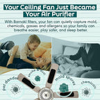 Ceiling Fan Air Purifier Pads, Activated Coconut Shell Carbon Fan Filters Trap Dust, Odors & Allergens, Easy-Stick Universal Fit for Ceiling Fan Blades, Odorless & Unscented - (5 Count)