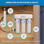 Aquasana Under Sink Water Filter | 3-Stage Max Flow Claryum Filtration | WQA Certified to Reduce PFAS, Lead & Chlorine | Under Counter Drinking Water Filter | Brushed Nickel Faucet | AQ-6300M-BN