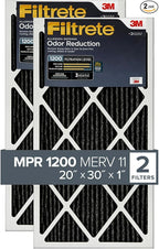 Filtrete 20x30x1 Air Filter, MPR 1200, MERV 11, Allergen Defense Odor Reduction 3-Month Pleated 1-Inch Air Filters, 2 Filters