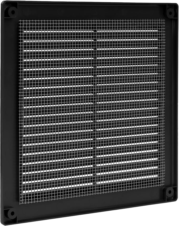 Vent Systems 6" x 6" - Pack of 2 - Black Plastic Soffit Vent Cover - Durable Flat Square Air Vent Grille with Mesh Screen - Weather Resistant Ventilation Grill - Wall & Ceiling, Indoor & Outdoor