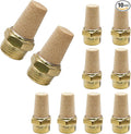 Zorfeter 10pcs Pneumatic Brass Exhaust Muffler Filter, 1/4" NPT Male Thread Hex Sintered Silencer Air Line Fitting