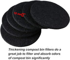 ddLUCK 6 Pack Kitchen Compost Bin Filter, Round Food Waste Bins Activated Carbon Filters,Replaceable Extra Thick Charcoal Filters for Odour Remove All Caddy Bucket,1cm Thickness