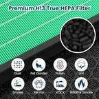 Vital 100S Replacement Filter for LEVOIT Vital 100S and Vital 100S-P Air Purifier, H13 Ture HEPA and Activated Carbon Vital 100S-P Filters, Vital 100S-RF-TX, 2 Pack Green