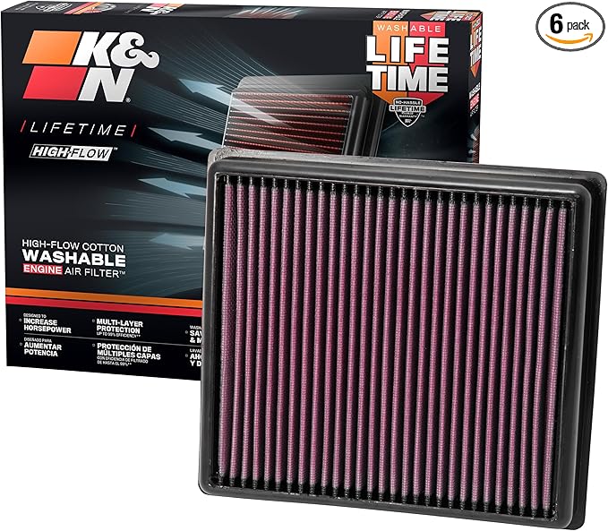 K&N High-Flow Original Lifetime Engine Air Filter: Increase Power: Premium, Washable: Compatible with 2012-2020 BMW: (See Product Description for Select Models), 33-2990 (Pack of 6)