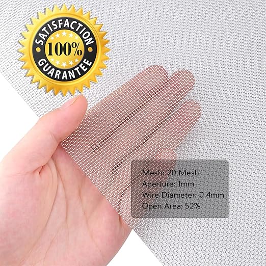 Valchoose 4PACK Stainless Steel Woven Wire Mesh Never Rust, Air Vent Mesh 11.8"X8.2"(300X 210mm), Hard and Heat Resisting Screen, 1mm Hole 20 Mesh Easy to Cut for Rodents Filters Window DIY Projects