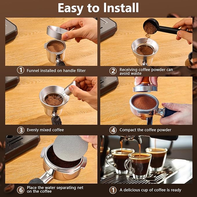 WDT Tool Espresso Distributor Accessory kit &1.7mm Thickness 150μm Mesh Puck Screen & 8 Magnets dosing ring Compatible with Breville Portafilter (WDT +51MM silver dosing ring&puck screen)
