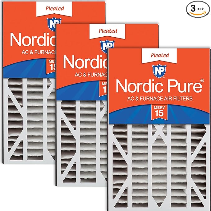 Nordic Pure Air Bear Cub 16x25x3 (Actual Size: 15 13/16 x 24 5/16 x 3) Replacement 266649-101 MERV 15 Air Filters 3 Pack