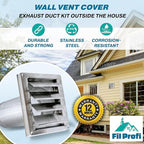 (5 Inch) Wall Vent Cover with Metal Mesh Screen,Exterior Hood Vent for House,Extended air Pipe.
