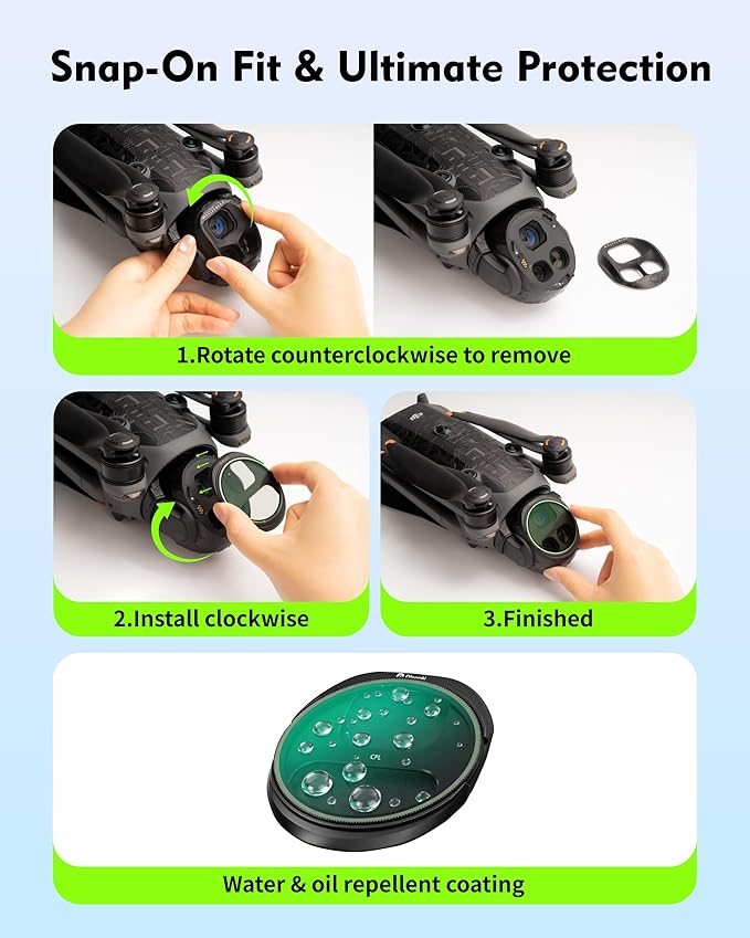 Black Mist 1/4 Filter for DJI Mavic 4 Pro, Cinematic Diffusion Filter Softens Highlights & Skin Blemishes, Creates Dreamy Halation for Film-Like Aerial Footage