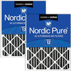 Nordic Pure 20x25x4 (19_1/2 x 24_1/2 x 3_5/8) Pleated Air Filter MERV 12 Pleated + Carbon Qty 2