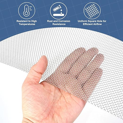 uxcell 10 Mesh 118" x 12" Woven Wire Mesh, 304 Stainless Steel Air Vent Filter Screen, Window Screen Mesh for DIY Projects Vents Cover Filtration Animals Fence