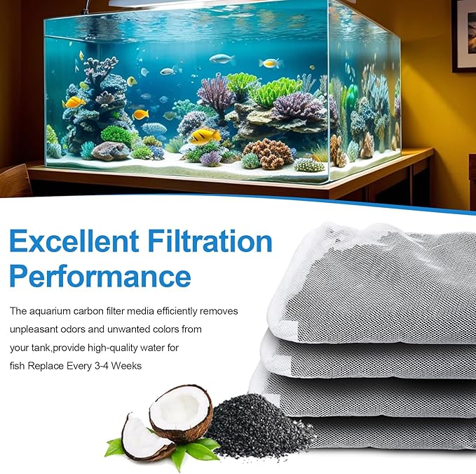 4 Pack Activated Carbon Inserts for AquaClear 70 Aquarium Filter,Carbon Media for Fluval Aqua Clear up to 70 Gallons Aquariums,Charcoal for Fish Tank Filter A1386