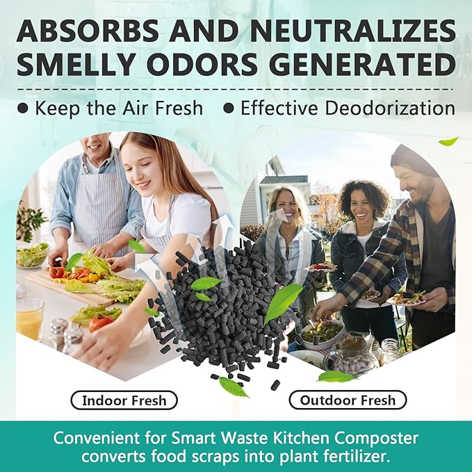 2 Pounds(4-Pack) Odor Absorbing Filter Refills for Lomi Smart Waste Kitchen Composter, Activated Charcoal Refills Compatible with Lomi Kitchen Composter