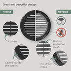 Vent Systems 4" Inch (Opening Dimensions) - Pack of 2 - Black Soffit Vent Cover - Plastic Round Air Vent Grille - Built-in Mesh Screen - HVAC Register Louver for Bathroom, Home, Kitchen
