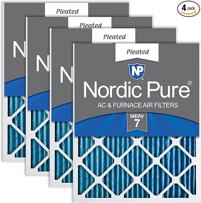 Nordic Pure 12x24x1 (Actual Size: 11 1/2 x 23 1/2 x 3/4) Pleated MERV 7 Air Filters 4 Pack
