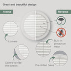 Vent Systems 6" Inch (Opening Dimensions) - Pack of 100 - White Soffit Vent Cover - Plastic Round Air Vent Grille - Built-in Mesh Screen - HVAC Register Louver for Bathroom, Home, Kitchen