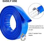 3" x 50 FT Pool Backwash Hose, Blue Heavy Duty Reinforced PVC Lay Flat Water Discharge Hose for Swimming Pool Filter Pump,with 2 Clamp