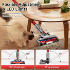 Cordless Vacuum Cleaner, Powerful Stick Vacuum Cleaner for Home with Rechargeable Battery, 6-in-1 Lightweight Handheld Vacuum, 45 Mins Runtime for Hardfloor & Carpets Pet Hair (red)