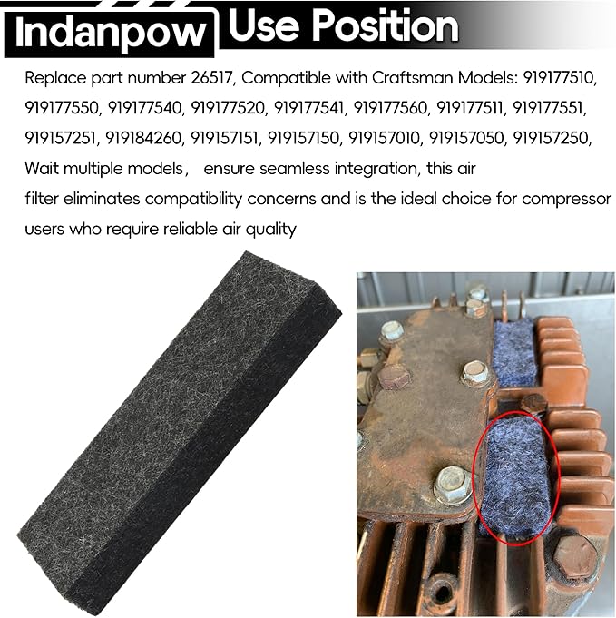 26517 Air compressor air filter for Craftsman DeVilbiss Porter Cable Compressor intake Filter Felt 265-17（4 Pack）