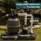 HALF OFF PONDS Simply Clear Koi Pond Filter System with 2HP Blower, UV Clarifier & 3,200 GPH Pump – Filters Ponds Up to 2,500 Gallons – Complete Kit with Bio Media, Multiport Valve, Gauge