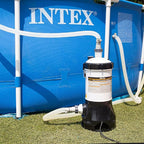 XtremepowerUS Pool Cartridge Filter System w/Built-in Pump for Above Ground Pools with Pressure Gauge, White/Black