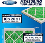 10x20x1 MERV 13 Air Filters, 6-Pack, Actual Size: 9.70" x 19.70" x 0.75", Pleated Design with Enhanced Filter Media for Superior Filtration,Perfect for HVAC, AC & Furnace Systems
