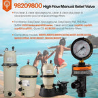 98209800 High Flow Manual Relief Valve/Air Relief Manual Valve Assembly with Pressure Gauge, Replacement for Pool and Spa Filter (1 PACK-98209800)