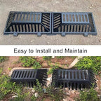 Manhole Cover and Frame Ductile Iron, Heavy Duty Drain Grate, One-Piece Design, Reinforced Drainage Covers for Yard, Garden, Construction Sites(60 * 40 * 15 cm/24 * 16 * 6 in)