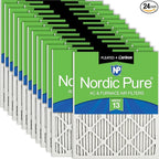 Nordic Pure 12x25x1 (Actual Size: 11 3/4 x 24 3/4 x 3/4) Pleated Air Filters MERV 13 Plus Carbon 24 Pack