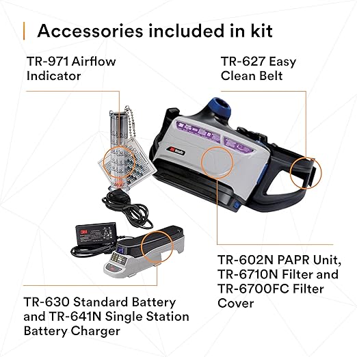 3M PAPR Respirator, Versaflo Powered Air Purifying Respirator Kit, TR-600-HKL, Healthcare, Large Headcover, Easy to Use and Easy to Maintain, All-in-One Respiratory Protection, High Capacity Battery